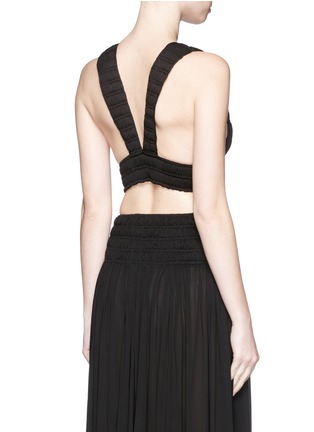 Back View - Click To Enlarge - ALAÏA - Shirred ruche strappy cropped top