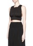 Front View - Click To Enlarge - ALAÏA - Shirred ruche strappy cropped top