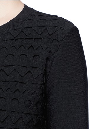 Detail View - Click To Enlarge - ALAÏA - 'Vienne' geometric cutout perforated cropped cardigan