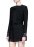 Front View - Click To Enlarge - ALAÏA - 'Vienne' geometric cutout perforated cropped cardigan