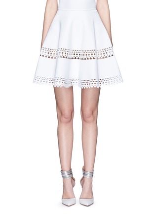 Main View - Click To Enlarge - ALAÏA - 'Vienne' geometric perforated knit skirt