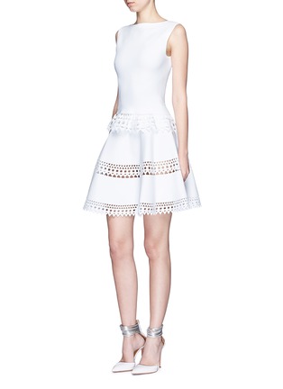 Figure View - Click To Enlarge - ALAÏA - 'Vienne' geometric perforated knit skirt