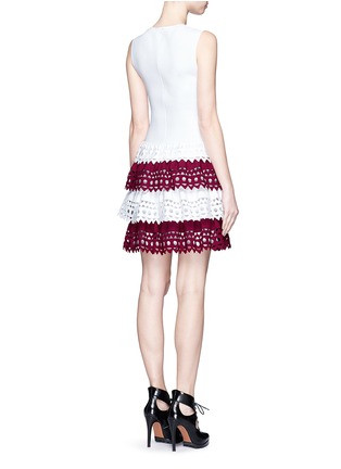 Back View - Click To Enlarge - ALAÏA - 'Vienne' geometric cutout perforated knit tier dress