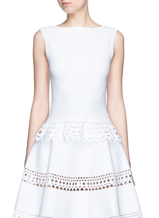 Main View - Click To Enlarge - ALAÏA - 'Vienne' geometric perforated knit top