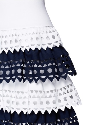 Detail View - Click To Enlarge - ALAÏA - 'Vienne' geometric cutout tiered knit dress