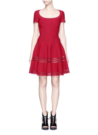 Main View - Click To Enlarge - ALAÏA - 'Vienne' geometric cutout perforated knit dress