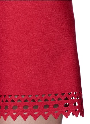 Detail View - Click To Enlarge - ALAÏA - 'Vienne' perforated sleeveless flare knit dress