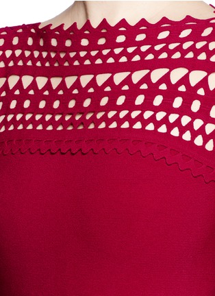 Detail View - Click To Enlarge - ALAÏA - 'Vienne' peplum hem geometric cutout knit dress