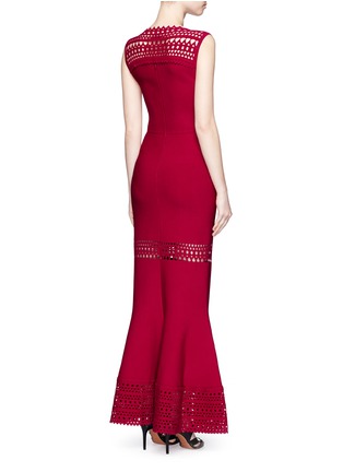 Back View - Click To Enlarge - ALAÏA - 'Vienne' peplum hem geometric cutout knit dress