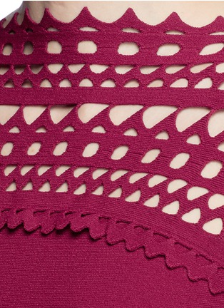 Detail View - Click To Enlarge - ALAÏA - 'Vienne Large' perforated flare knit dress