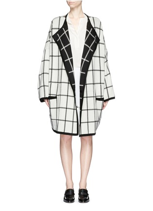 Detail View - Click To Enlarge - CHLOÉ - Reversible windowpane check knit overcoat