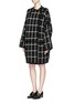 Front View - Click To Enlarge - CHLOÉ - Reversible windowpane check knit overcoat