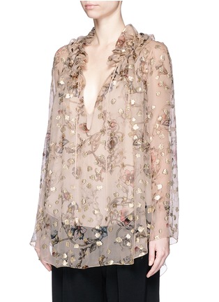Front View - Click To Enlarge - CHLOÉ - Flower fil coupé silk crepon blouse