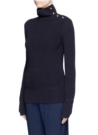 Front View - Click To Enlarge - CHLOÉ - Button turtleneck virgin wool sweater