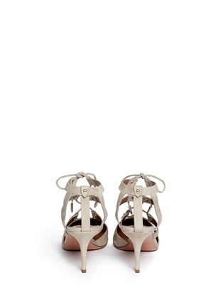Back View - Click To Enlarge - AQUAZZURA - 'Bel Air' caged lace-up suede pumps