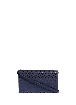 Main View - Click To Enlarge - MICHAEL KORS - 'Desi' large floral perforated leather crossbody bag
