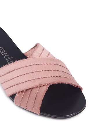 Detail View - Click To Enlarge - PEDRO GARCIA  - 'Elisa' cross vamp silk satin slide sandals