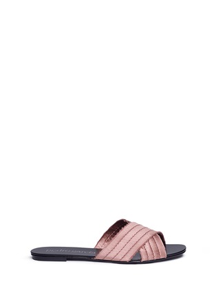 Main View - Click To Enlarge - PEDRO GARCIA  - 'Elisa' cross vamp silk satin slide sandals