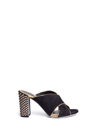 Main View - Click To Enlarge - RENÉ CAOVILLA - Faux pearl and strass embellished heel suede mules