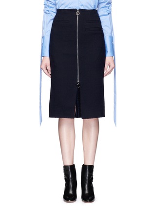 Main View - Click To Enlarge - MO&CO. EDITION 10 - Slit front wool pencil skirt