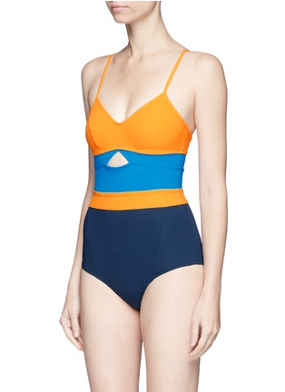 Figure View - Click To Enlarge - FLAGPOLE SWIM - 'Joellen' cutout colourblock swimsuit