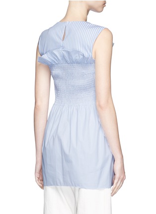 Back View - Click To Enlarge - VICTORIA, VICTORIA BECKHAM - Stripe ruffle smocked sleeveless top