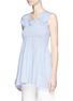 Front View - Click To Enlarge - VICTORIA, VICTORIA BECKHAM - Stripe ruffle smocked sleeveless top
