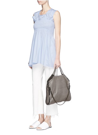 Figure View - Click To Enlarge - VICTORIA, VICTORIA BECKHAM - Stripe ruffle smocked sleeveless top