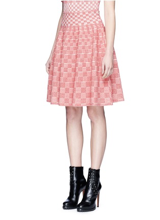 Front View - Click To Enlarge - ALEXANDER MCQUEEN - Check jacquard effect knit skirt