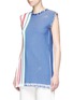 Front View - Click To Enlarge - PORTS 1961 - Contrast stripe fringe hem sleeveless knit top
