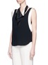 Front View - Click To Enlarge - LANVIN - Satin drape neck sleeveless crepe top