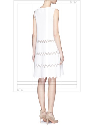 Back View - Click To Enlarge - ALAÏA - 'Zigzag Filet' net knit babydoll dress