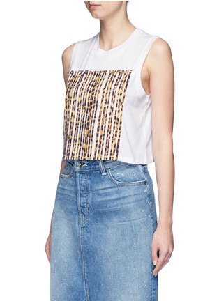 Front View - Click To Enlarge - ALEXANDER WANG - Leopard barcode print cropped tank top