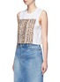 Front View - Click To Enlarge - ALEXANDER WANG - Leopard barcode print cropped tank top
