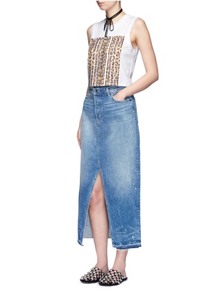 Figure View - Click To Enlarge - ALEXANDER WANG - Leopard barcode print cropped tank top