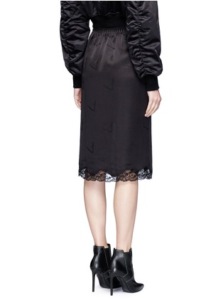 Back View - Click To Enlarge - ALEXANDER WANG - Lace trim cigarette jacquard silk satin skirt