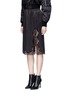 Front View - Click To Enlarge - ALEXANDER WANG - Lace trim cigarette jacquard silk satin skirt