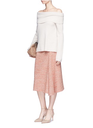 Figure View - Click To Enlarge - VICTORIA BECKHAM - Marled bouclé draped midi skirt