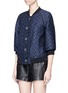 Front View - Click To Enlarge - 3.1 PHILLIP LIM - Chevron stripe cloqué mid sleeve bomber jacket