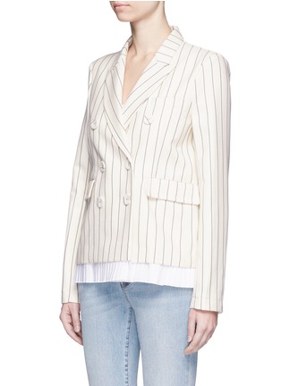 Front View - Click To Enlarge - VICTORIA, VICTORIA BECKHAM - Plissé pleated pinstripe calvary twill blazer