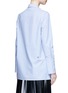 Back View - Click To Enlarge - MUVEIL - 3D flower embellished collar stripe shirt