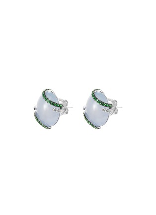 Figure View - Click To Enlarge - SAMUEL KUNG - Diamond garnet jade 18k white gold stud earrings