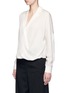 Front View - Click To Enlarge - VINCE - Drape wrap front silk blouse