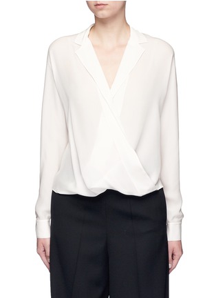 Main View - Click To Enlarge - VINCE - Drape wrap front silk blouse