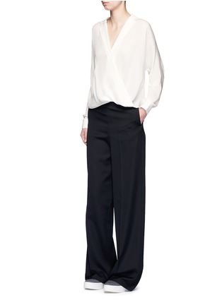 Figure View - Click To Enlarge - VINCE - Drape wrap front silk blouse