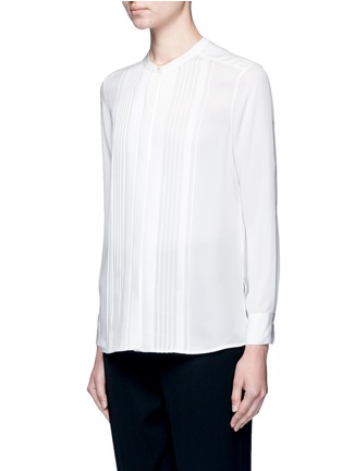 Front View - Click To Enlarge - VINCE - Mandarin collar pleat front shirt