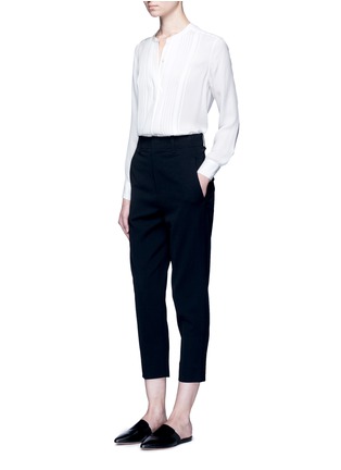 Figure View - Click To Enlarge - VINCE - Mandarin collar pleat front shirt