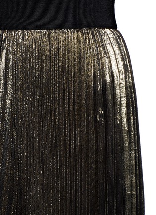 Detail View - Click To Enlarge - ALICE & OLIVIA - 'Katz' metallic plissé pleat maxi skirt