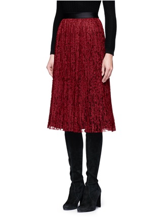 Front View - Click To Enlarge - ALICE & OLIVIA - 'Mikaela' floral lace pleatd midi skirt