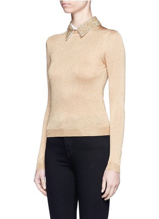 Front View - Click To Enlarge - ALICE & OLIVIA - Embellished collar metallic sweater